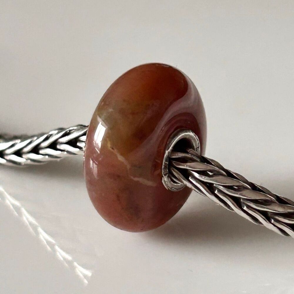 TROLLBEADS Fantasy Jasper | Dark Pink & hint of Green LAA 925S NEW! w Inclusions - Picture 2 of 8